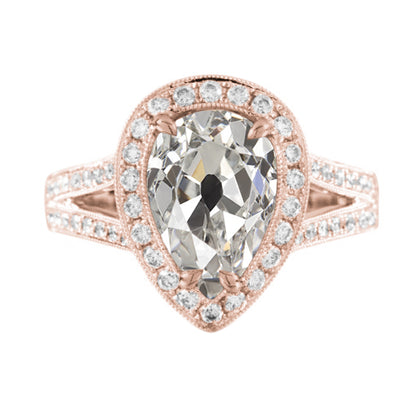 Old Miner Halo Diamond Ring Rose Gold