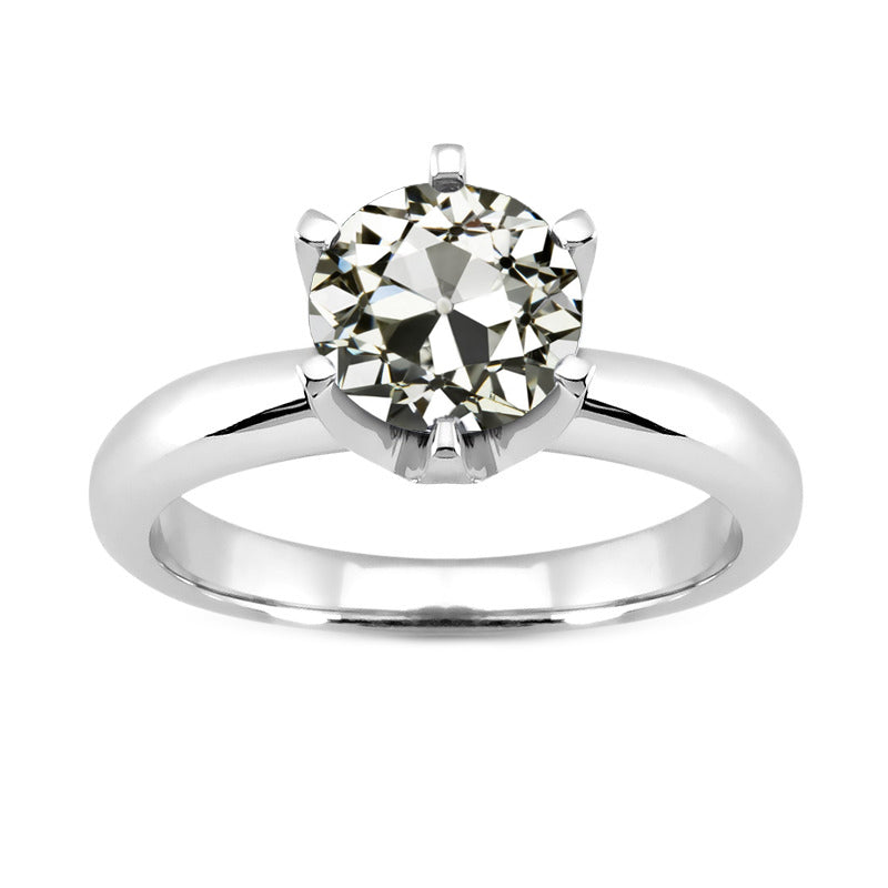 2.50 Carats Old Cut Solitaire Diamond Engagement Ring Prong Set 