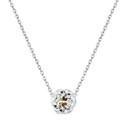 Old Cut Solitaire Mined Diamond Pendant 1 Carat With Chain