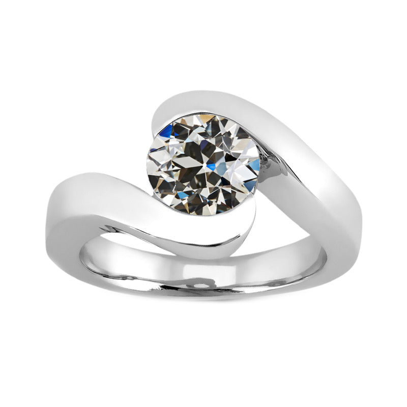 natural round diamond 2ct ring front view