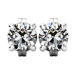 Old Cut Solitaire Mined Natural Real Diamond ( Not Lab Grown ) Stud Earrings 7 Carats White Gold