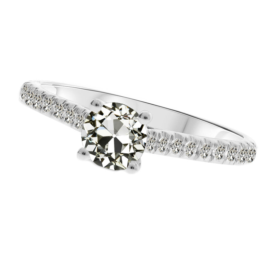 3 Carats Old Cut Solitaire With Accent Diamond Engagement Ring