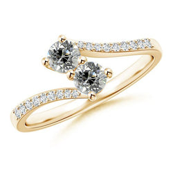 Old Cut Two Stone Ring With Round Natural Earth Mined Diamond Accents Jewelry 2.15 Carats