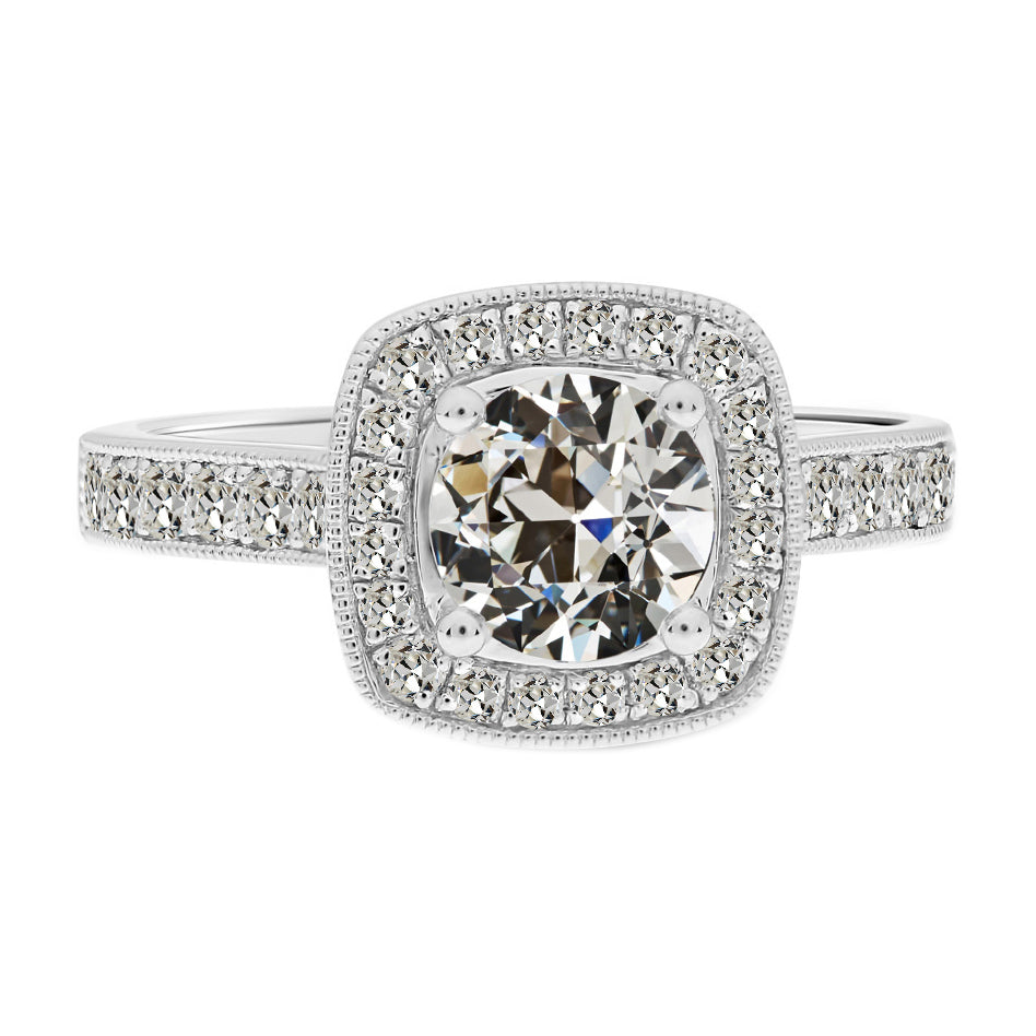 3.50 Carats Old European Anniversary Ring Halo Setting Jewelry