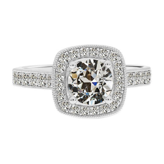 3.50 Carats Old European Anniversary Ring Halo Setting Jewelry