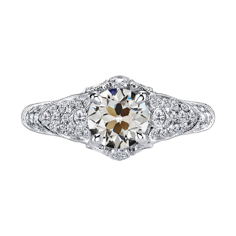 3 Carats Old European Diamond Anniversary Ring White Gold 14K