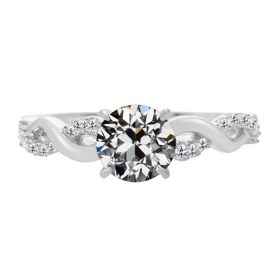 2.50 Carats Old European Diamond Engagement Ring Infinity Shank 