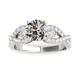 Old European Natural Earth Mined Diamond Engagement Ring Infinity Shank 4.25 Carats