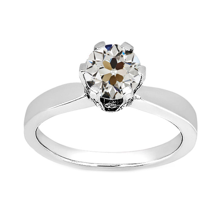 Old European Diamond Engagement Ring Prong Set 2 Carats