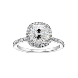 Old European Diamond Halo Ring With Round Cut Accents 1.75 Carats