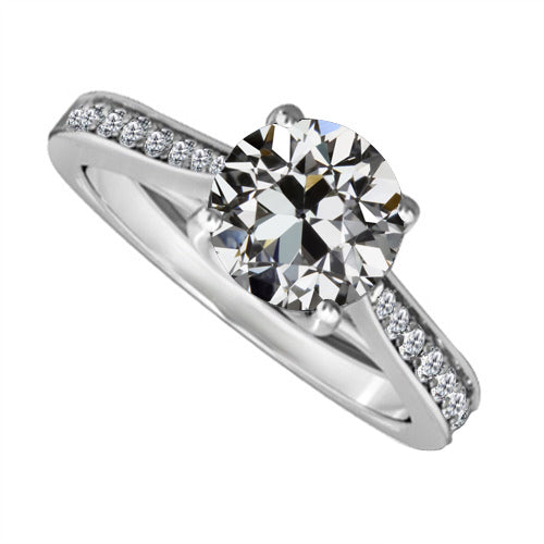 2.50 Carats Old European Diamond With Accents Wedding Ring