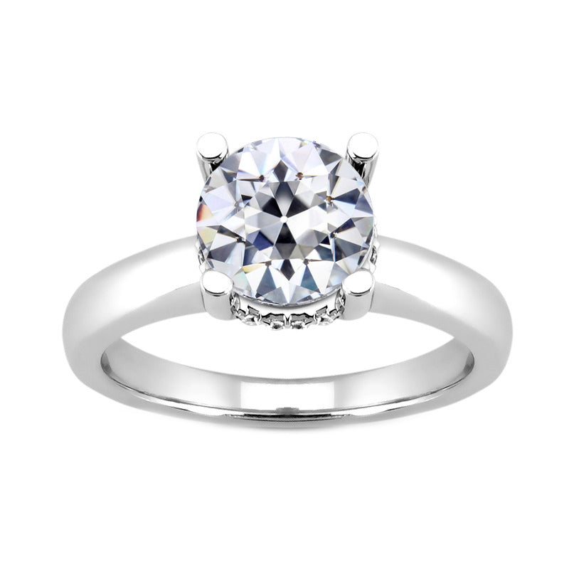 2.50 Carats Old European Round Diamond Solitaire Engagement Ring