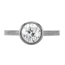 Old European Solitaire Ring Round Bezel Set 1.25 Carats Vintage Style Natural Earth Mined Diamond