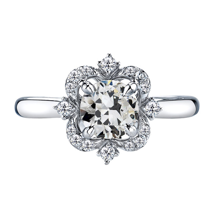 3 Carats Old Mine Cut Diamond 4 Prong Engagement Ring White Gold