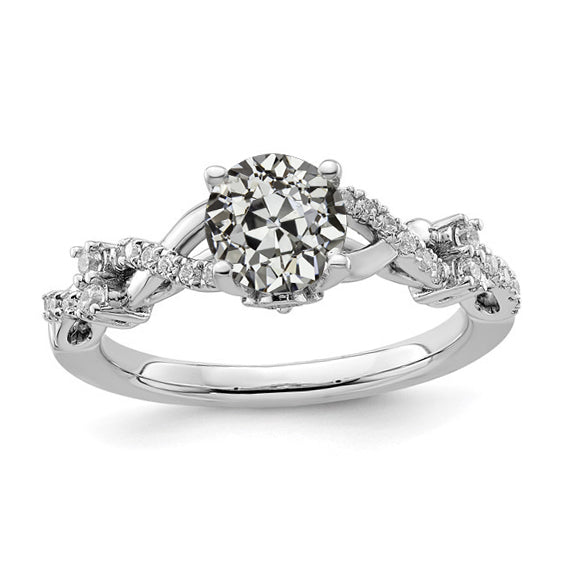 White Gold Woman's Old Mine Cut Diamond Anniversary Ring