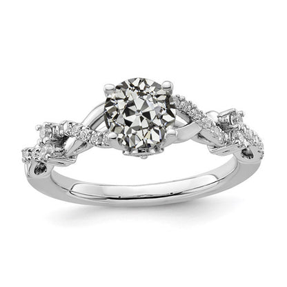 White Gold Woman's Old Mine Cut Diamond Anniversary Ring