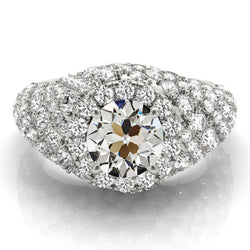 Old Mine Cut Real Natural Earth Mined Diamond Cluster Ring Gold 6.50 Carats Women's Jewelry