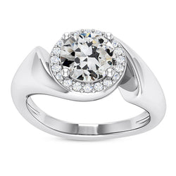 Old Mine Cut Real Natural Earth Mined Diamond Halo Ring Twisted Shank Gold 5.50 Carats