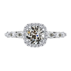 3 Carats Old Mine Cut Diamond Halo Wedding Ring White Gold 14K