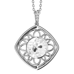 Old Mine Cut Genuine Natural Earth Mined Diamond Pendant Bezel Set 2.50 Carats White Gold