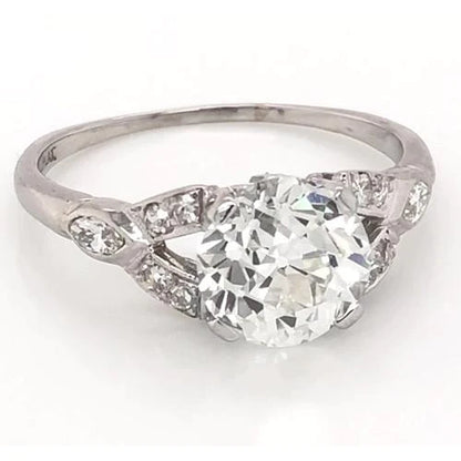 Old Mine Cut Diamond Ring Split Shank 1.60 Carats Women 