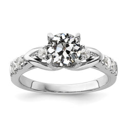 Old Mine Cut Real Natural Earth Mined Diamond Ring With Accents 3 Stone Style 3 Carats