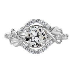 3.50 Carats Old Mine Cut Diamond Solitaire With Accent Ring White Gold
