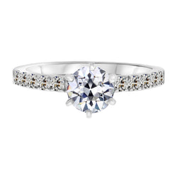 Old Mine Cut Natural Diamond Wedding Ring With Accents 3 Carats