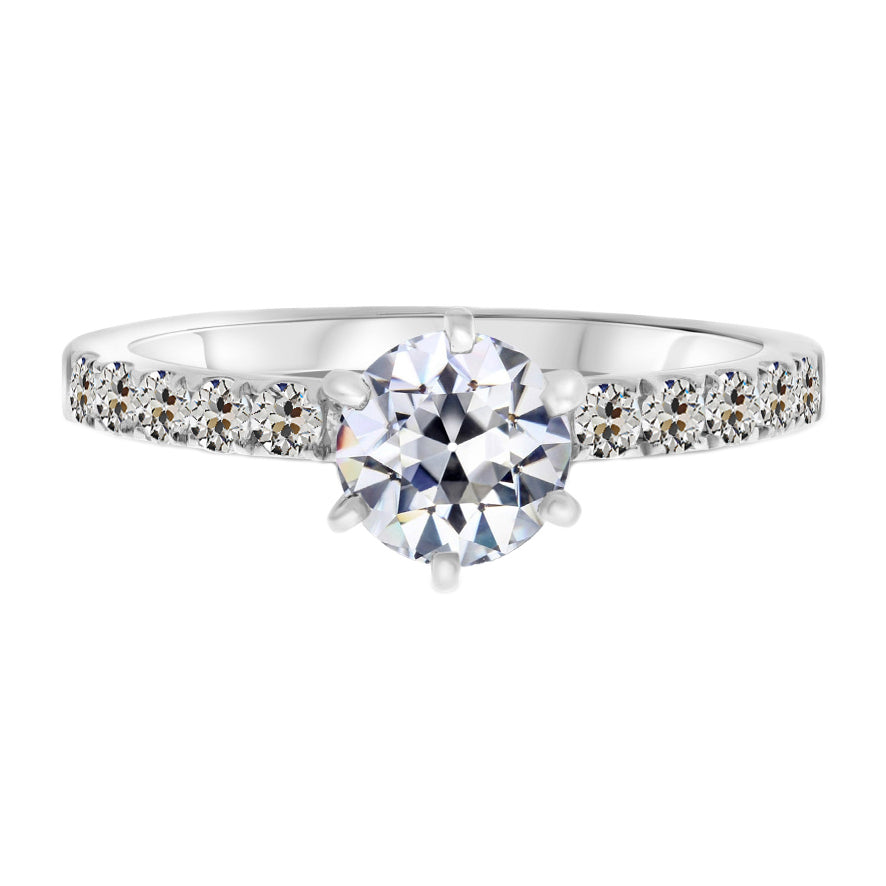 Old Mine Cut Diamond Wedding Ring With Accents 3 Carats
