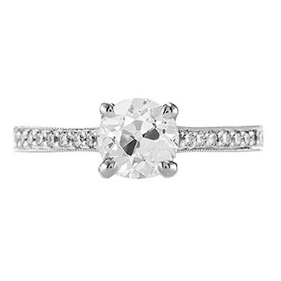  Natural Brilliant Engagement White Gold Diamond Solitaire Ring with Accents