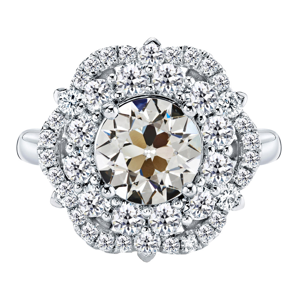 5.50 Carats Old Mine Cut Halo Anniversary Ring White Gold 14K