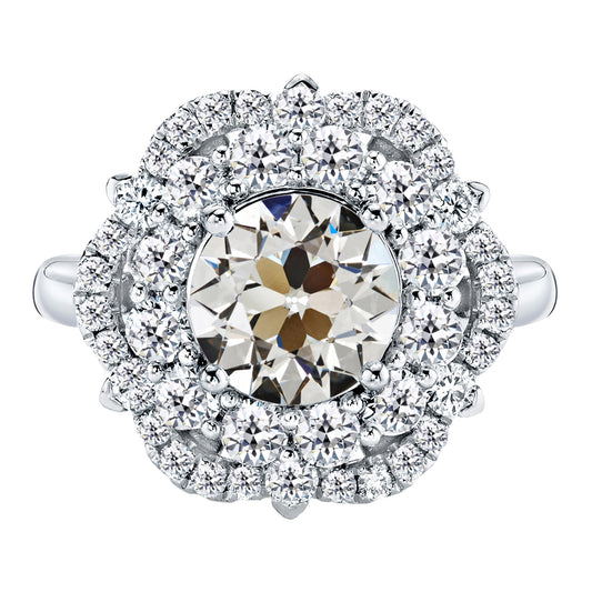 5.50 Carats Old Mine Cut Halo Anniversary Ring White Gold 14K
