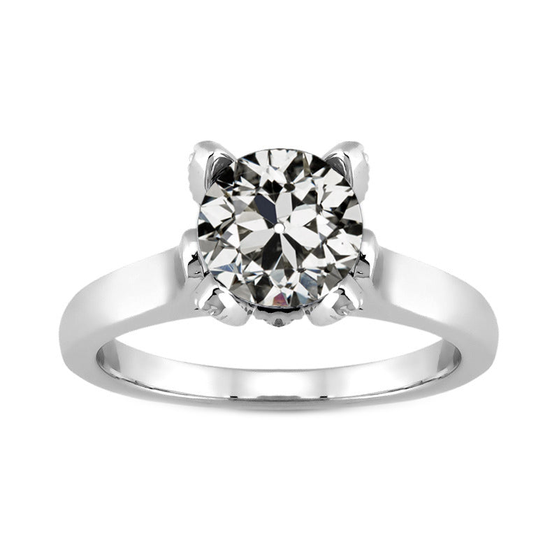 natural round diamond 2ct ring front view