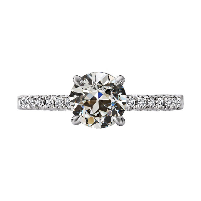 Old Miner Cut Diamond Solitaire Ring With Accents
