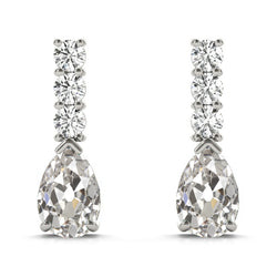 Old Mine Pear Cut Diamond Drop Earrings 5.50 Carats