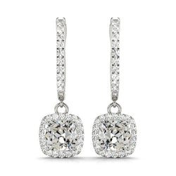 Earth Mined Cushion Diamond Dangle Earrings 6.25 Carats