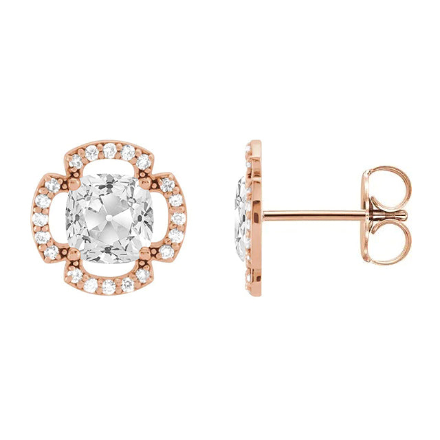 Old Miner Cushion Diamond Elegant Stud Earrings 7.50 Ct 