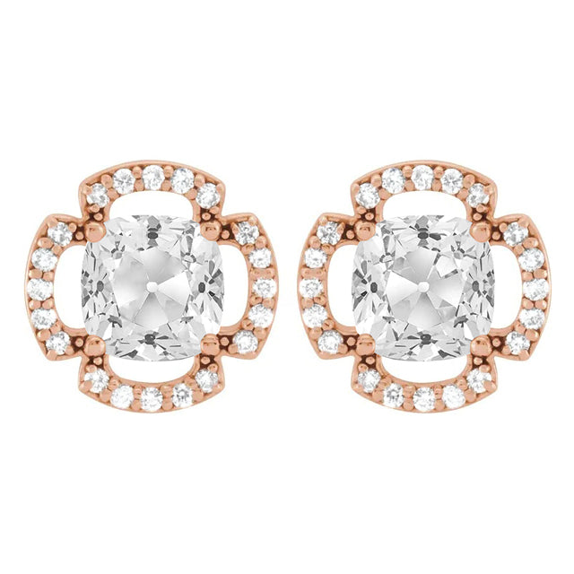 Old Miner Cushion Diamond Elegant Stud Earrings 7.50 Ct