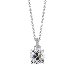 Old Miner Cushion Natural Diamond Necklace 3.50 Carats 16” Chain