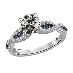 4 Carats Old Miner Diamond 4 Prong Solitaire With Accent Ring