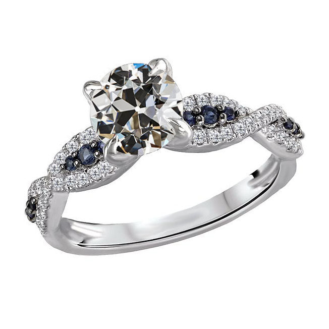 4 Carats Old Miner Diamond 4 Prong Solitaire With Accent Ring 