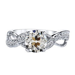 3 Carats Old Miner Diamond Filigree Wedding Ring White Gold 14K