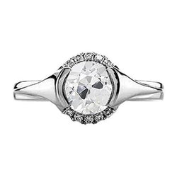 Old Miner Natural Earth Mined Diamond Halo Ring Half Bezel 1.50 Carats Women's Jewelry