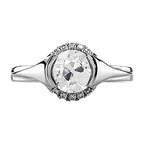 Old Miner Natural Earth Mined Diamond Halo Ring Half Bezel 1.50 Carats Women's Jewelry