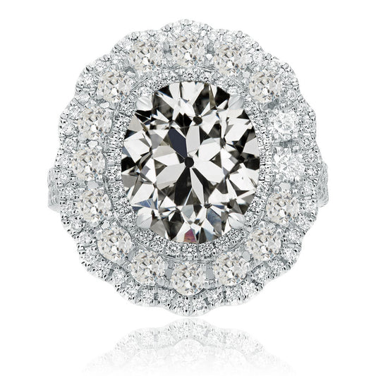 Old Miner Diamond Halo Ring Prong Set Flower Style Gold