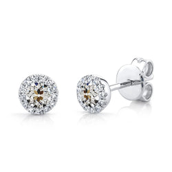 Old Miner Diamond Halo Studs 3.50 Carats Earrings In Gold