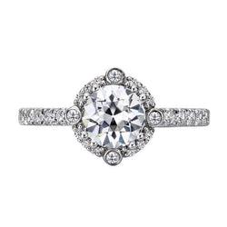 3 Carats Old Miner Diamond Halo Wedding Ring White Gold 14K