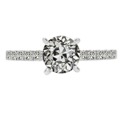 3.50 Carats Old Miner Natural Diamond Ladies Solitaire Ring With Accents