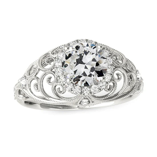 Old Miner Diamond Miligrain Ring 3.75 Carats Antique Style  