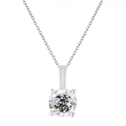 Old Miner Natural Diamond Necklace 3 Carats 14K White Gold